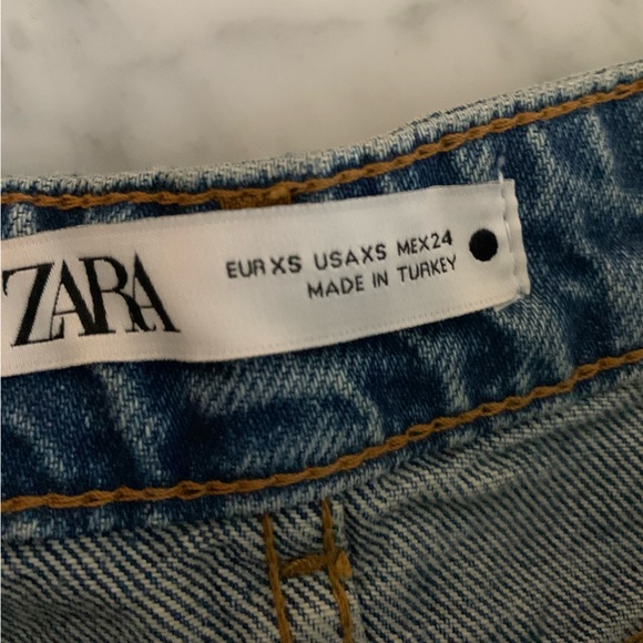 Zara denim skirt with drop waist and flared hem midi length size XS - Picture 4 of 10